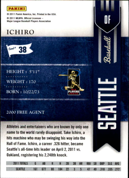 2011 Playoff Contenders #38 Ichiro Suzuki back image
