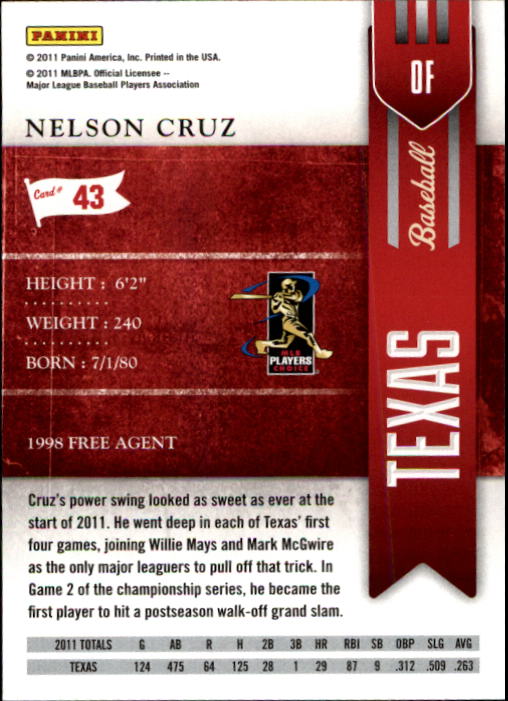 2011 Playoff Contenders #43 Nelson Cruz back image