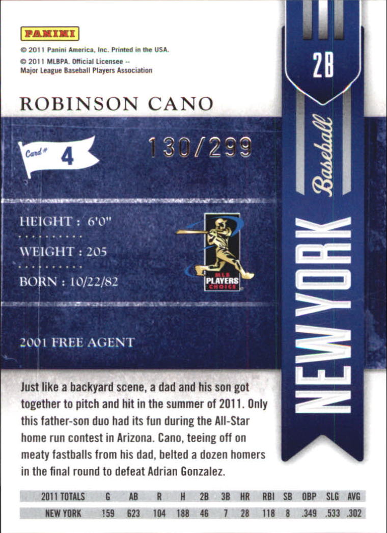 2011 Playoff Contenders Crystal Collection #4 Robinson Cano back image