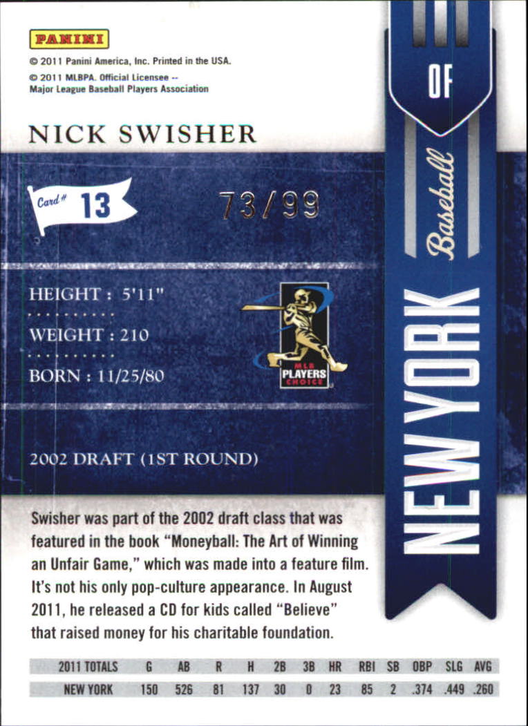2011 Playoff Contenders Playoff Ticket #13 Nick Swisher back image