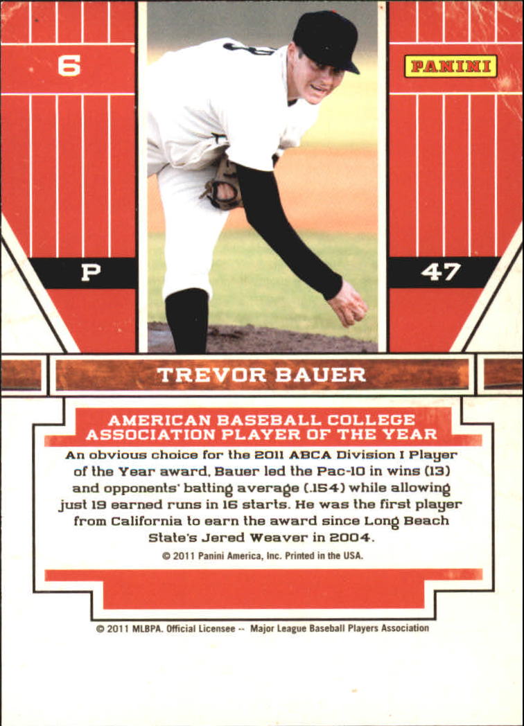 2011 Playoff Contenders Award Winners #6 Trevor Bauer back image