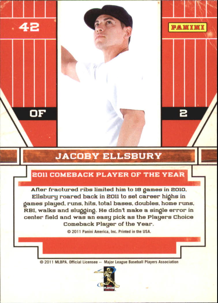 2011 Playoff Contenders Award Winners #42 Jacoby Ellsbury back image