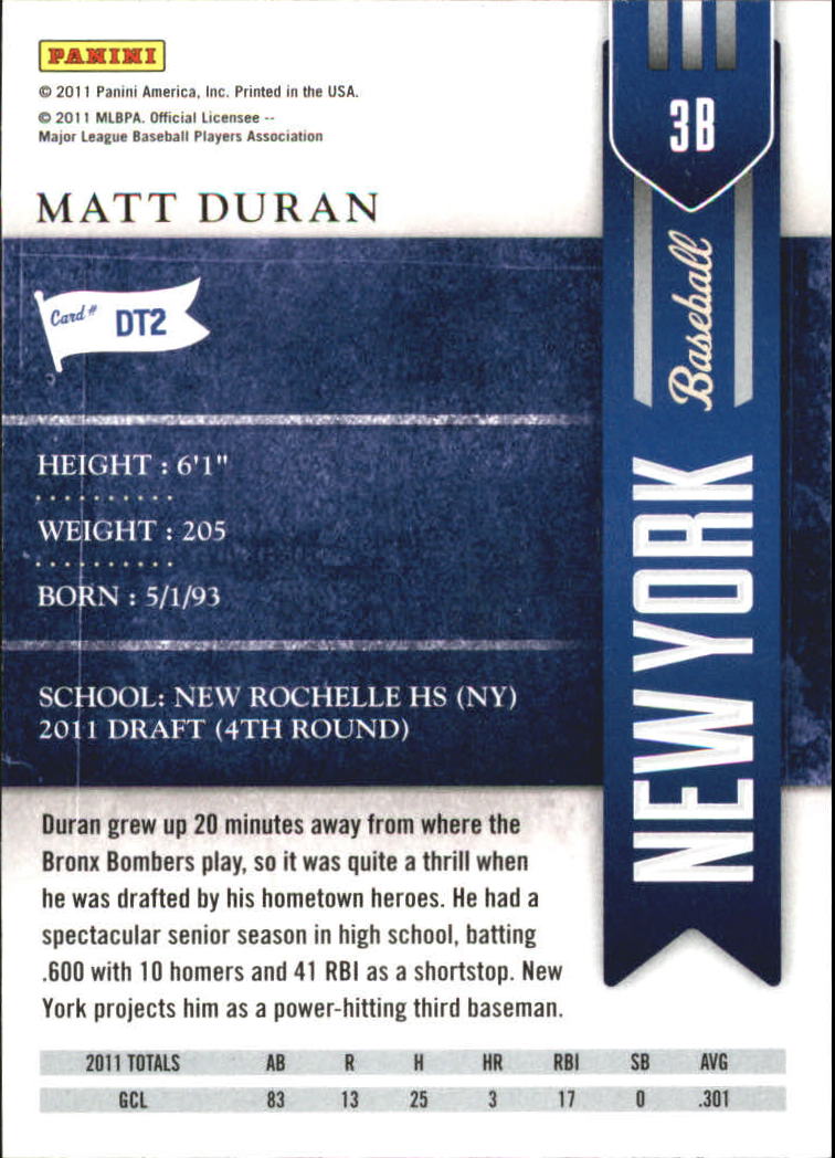 2011 Playoff Contenders Draft Ticket #DT2 Matt Duran back image