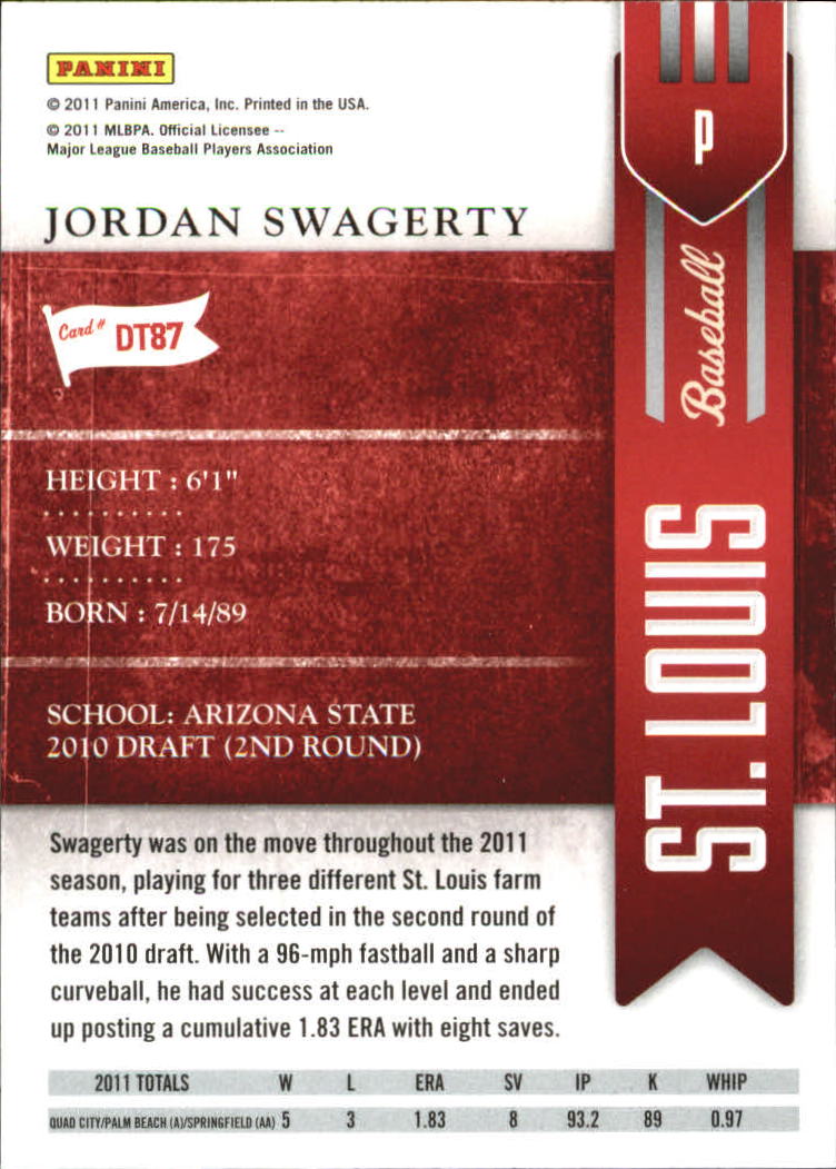 2011 Playoff Contenders Draft Ticket #DT87 Jordan Swagerty back image