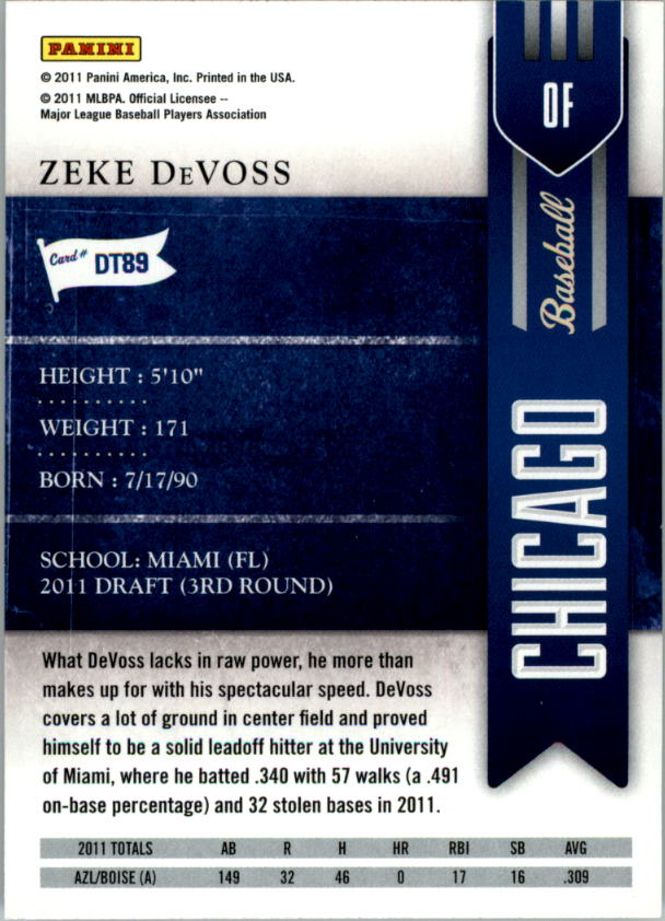 2011 Playoff Contenders Draft Ticket #DT89 Zeke DeVoss back image