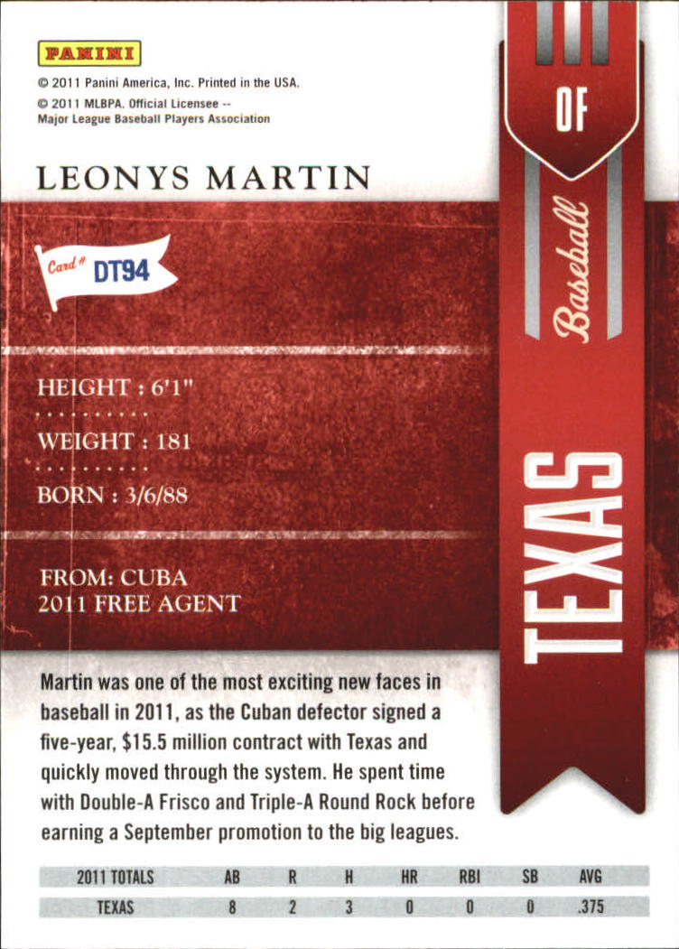 2011 Playoff Contenders Draft Ticket #DT94 Leonys Martin back image