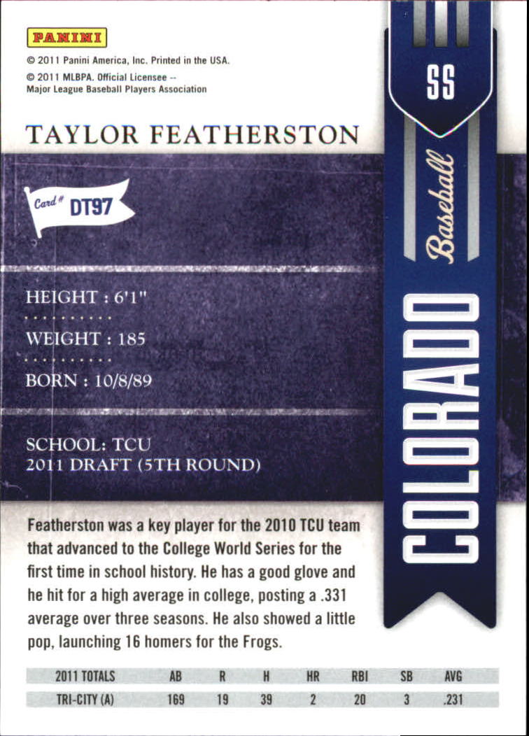 2011 Playoff Contenders Draft Ticket #DT97 Taylor Featherston back image