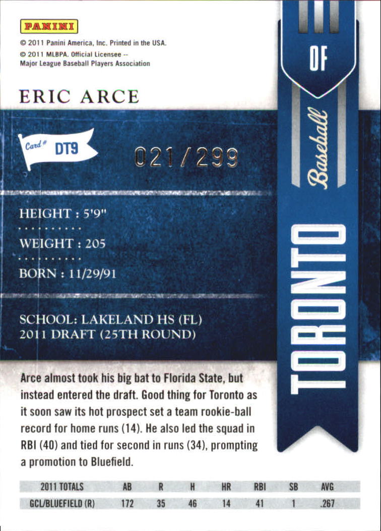 2011 Playoff Contenders Draft Ticket Crystal Collection #DT9 Eric Arce back image