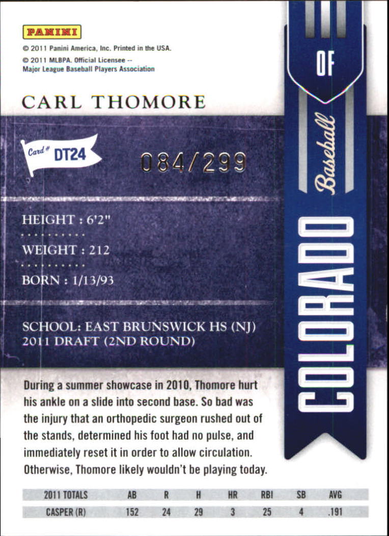 2011 Playoff Contenders Draft Ticket Crystal Collection #DT24 Carl Thomore back image