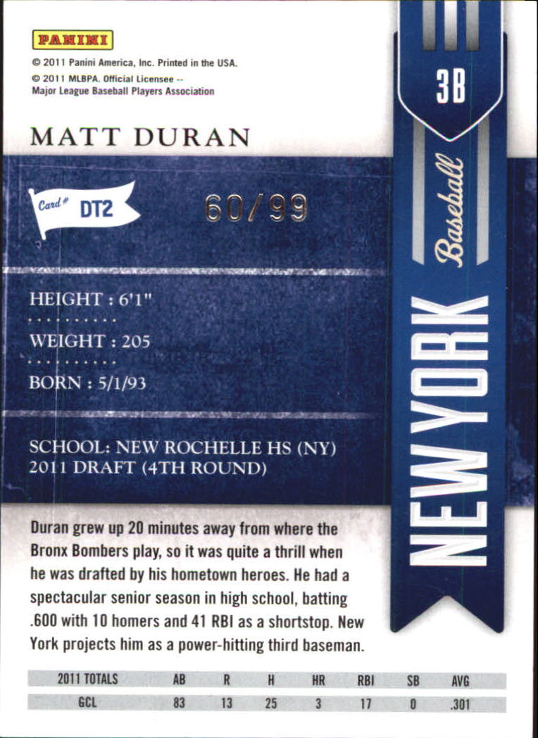 2011 Playoff Contenders Draft Ticket Playoff Tickets #DT2 Matt Duran back image