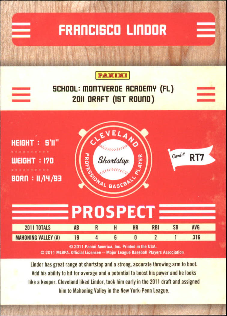 2011 Playoff Contenders Prospect Ticket #RT7 Francisco Lindor back image