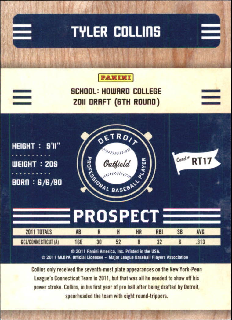 2011 Playoff Contenders Prospect Ticket #RT17 Tyler Collins back image