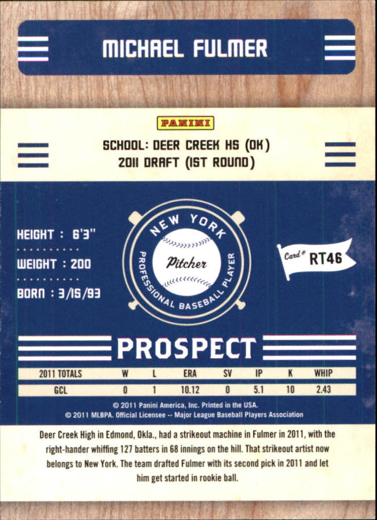 2011 Playoff Contenders Prospect Ticket #RT46 Michael Fulmer back image