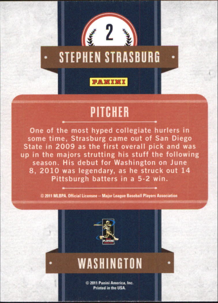 2011 Playoff Contenders First Overall #2 Stephen Strasburg back image
