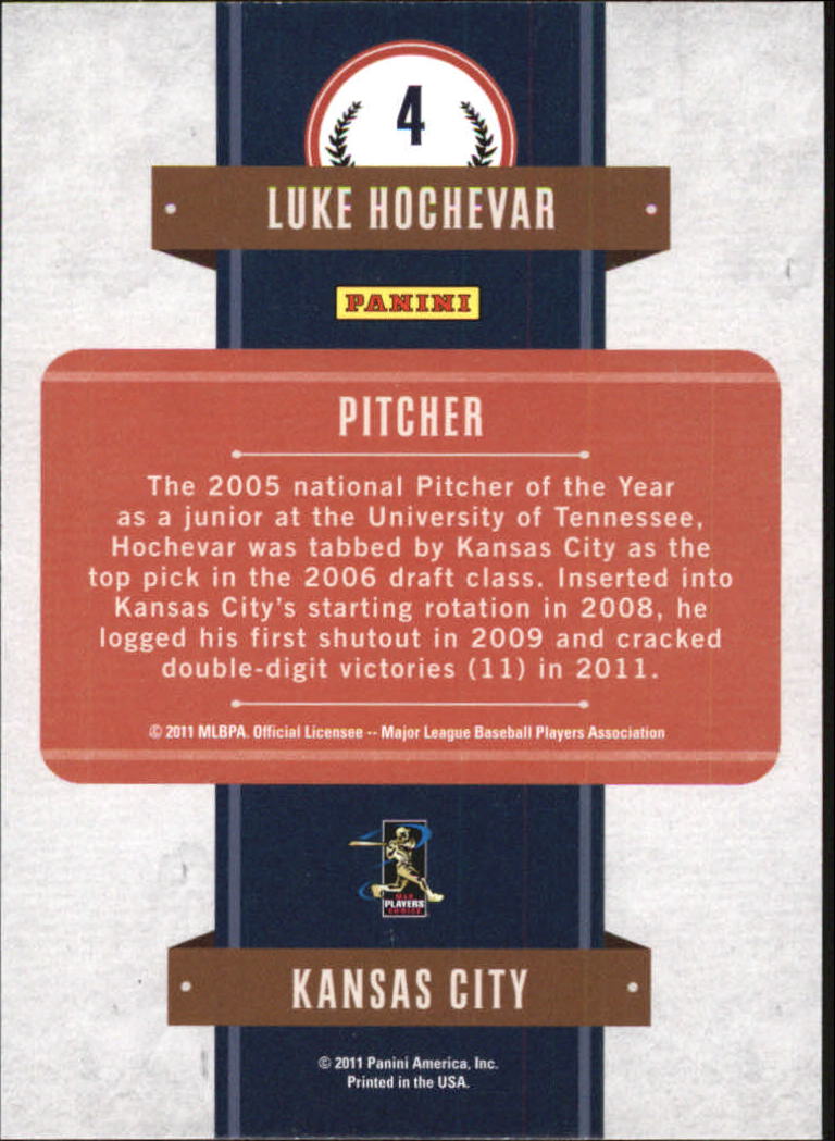 2011 Playoff Contenders First Overall #4 Luke Hochevar back image