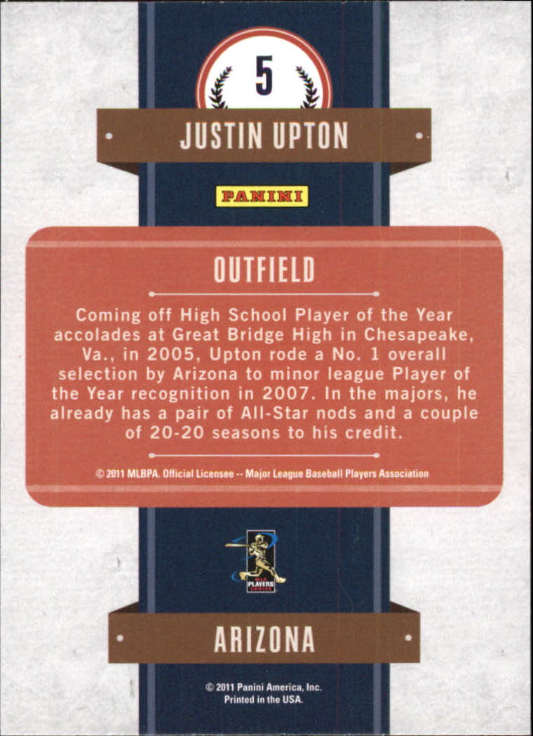 2011 Playoff Contenders First Overall #5 Justin Upton back image