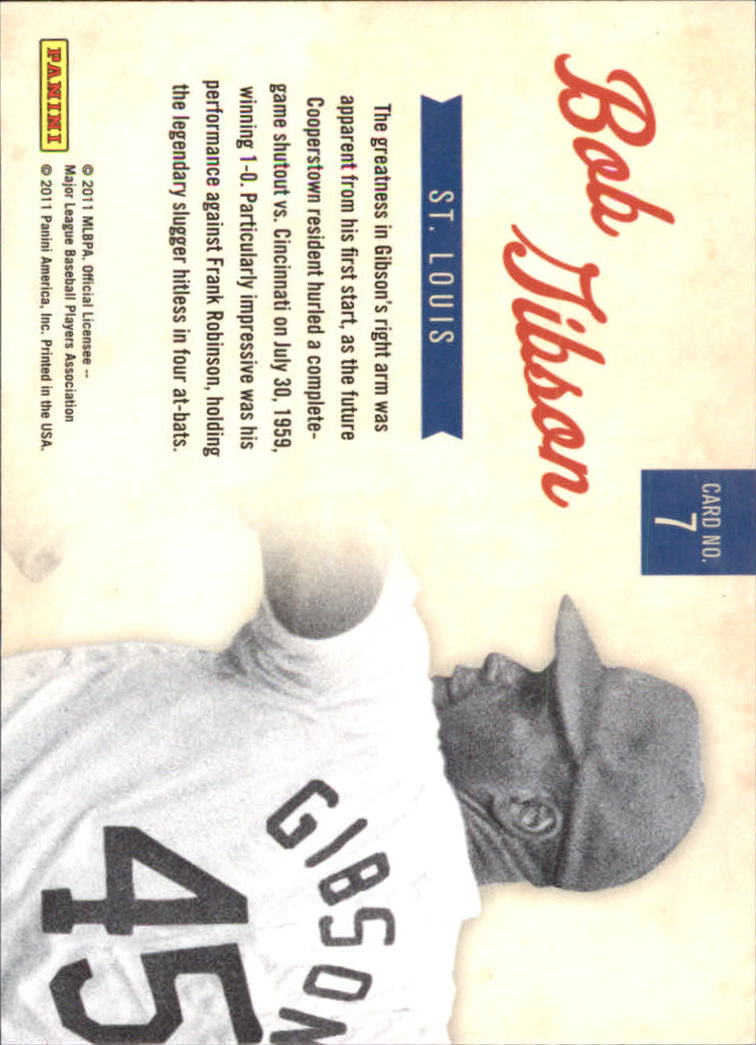 2011 Playoff Contenders Legendary Debuts #7 Bob Gibson back image