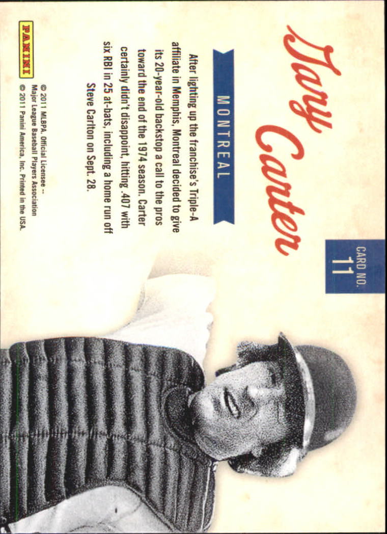 2011 Playoff Contenders Legendary Debuts #11 Gary Carter back image