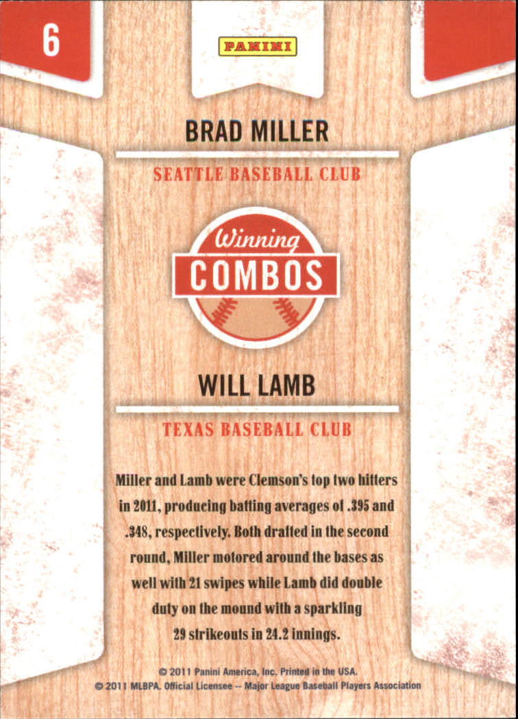 2011 Playoff Contenders Winning Combos #6 Brad Miller/Will Lamb back image