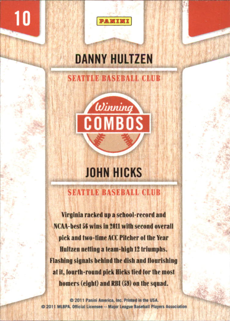 2011 Playoff Contenders Winning Combos #10 Danny Hultzen/John Hicks back image