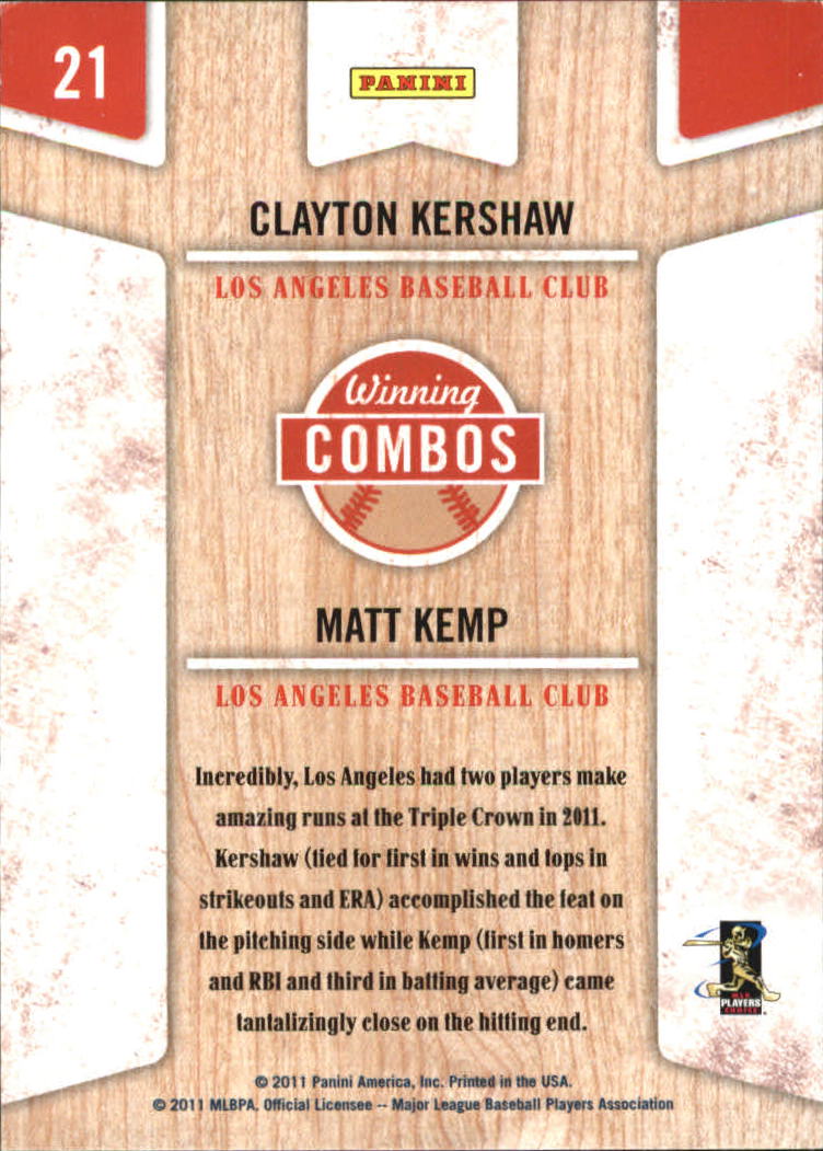2011 Playoff Contenders Winning Combos #21 Matt Kemp/Clayton Kershaw back image