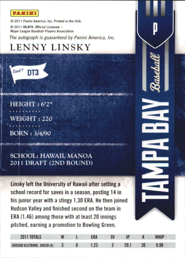 2011 Playoff Contenders Draft Ticket Autographs #DT3 Lenny Linsky back image