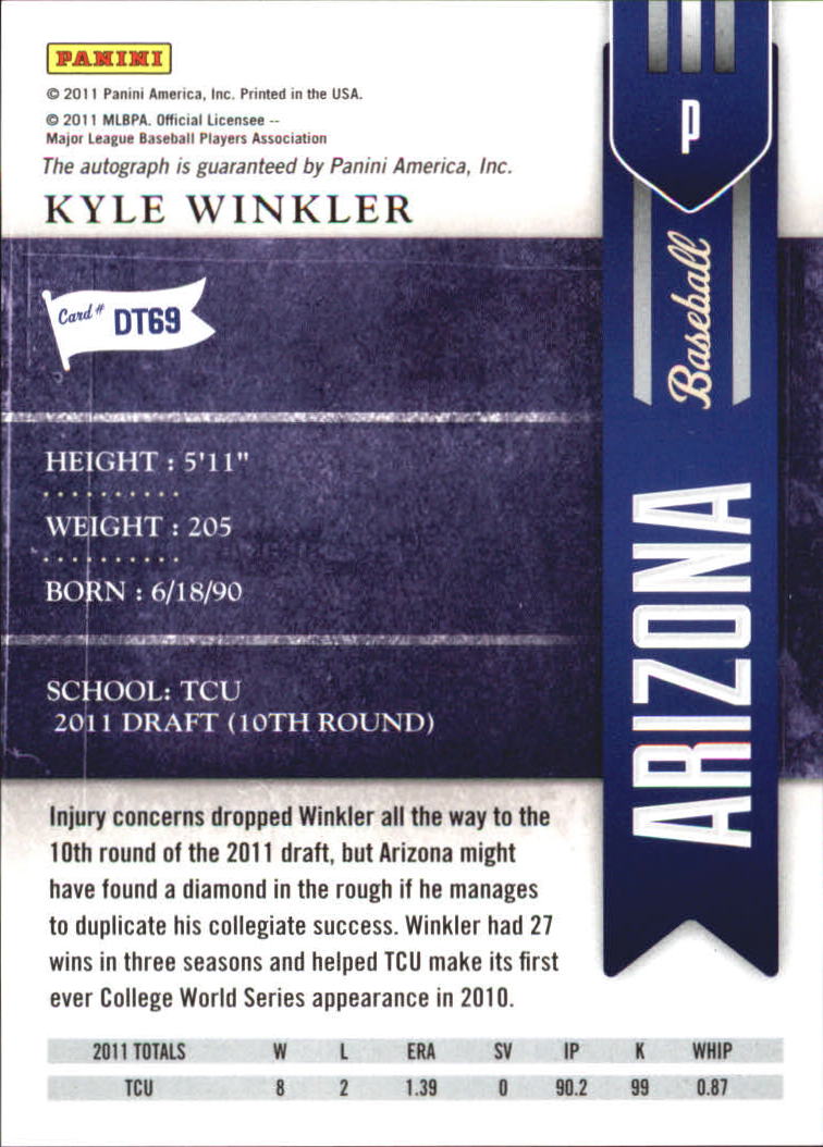 2011 Playoff Contenders Draft Ticket Autographs #DT69 Kyle Winkler back image