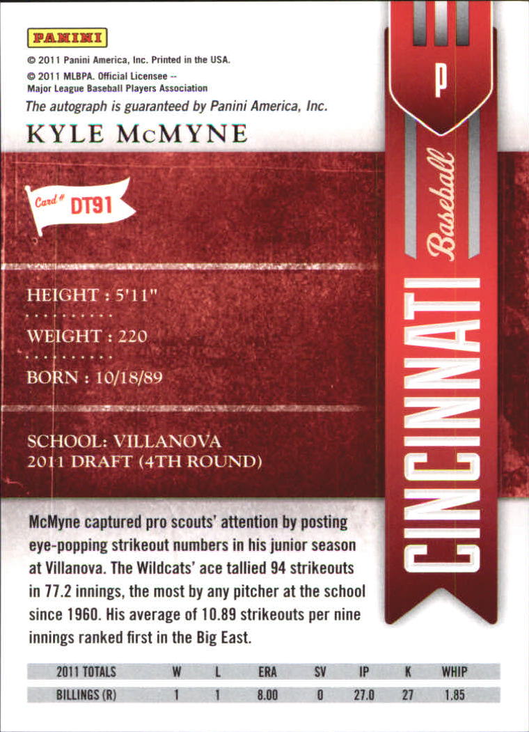 2011 Playoff Contenders Draft Ticket Autographs #DT91 Kyle McMyne back image