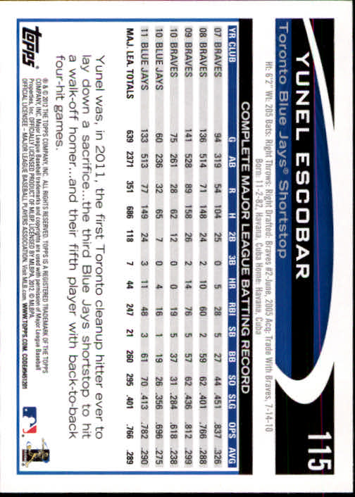 B1355- 2012 Topps Opening Day BB #s 1-220 +Rookies -You Pick- 15+ FREE US SHIP - Picture 214 of 416