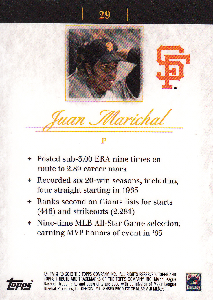 2012 Topps Tribute #29 Juan Marichal back image
