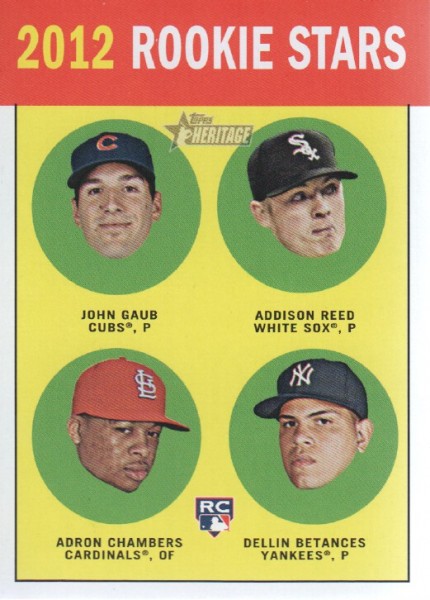 2012 Topps Heritage #54A John Gaub RC/Addison Reed RC/Adron Chambers RC/Dellin Betances RC