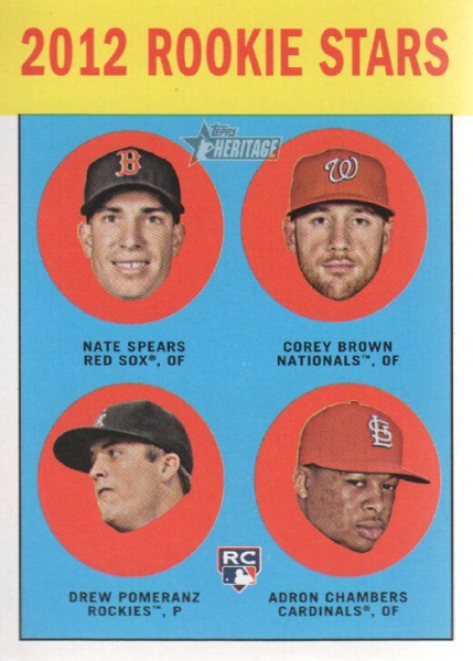 2012 Topps Heritage #321 Drew Pomeranz RC/Nate Spears (RC)/Corey Brown RC/Adron Chambers RC