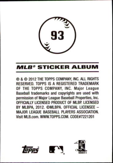 2012 Topps Stickers #93 Mike Trout back image