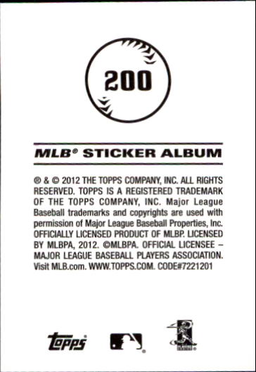 2012 Topps Stickers #200 Stephen Strasburg back image