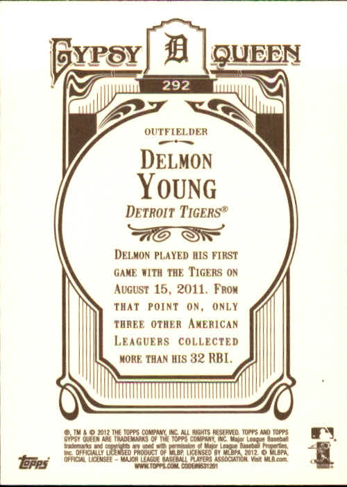 2012 Topps Gypsy Queen #292 Delmon Young back image