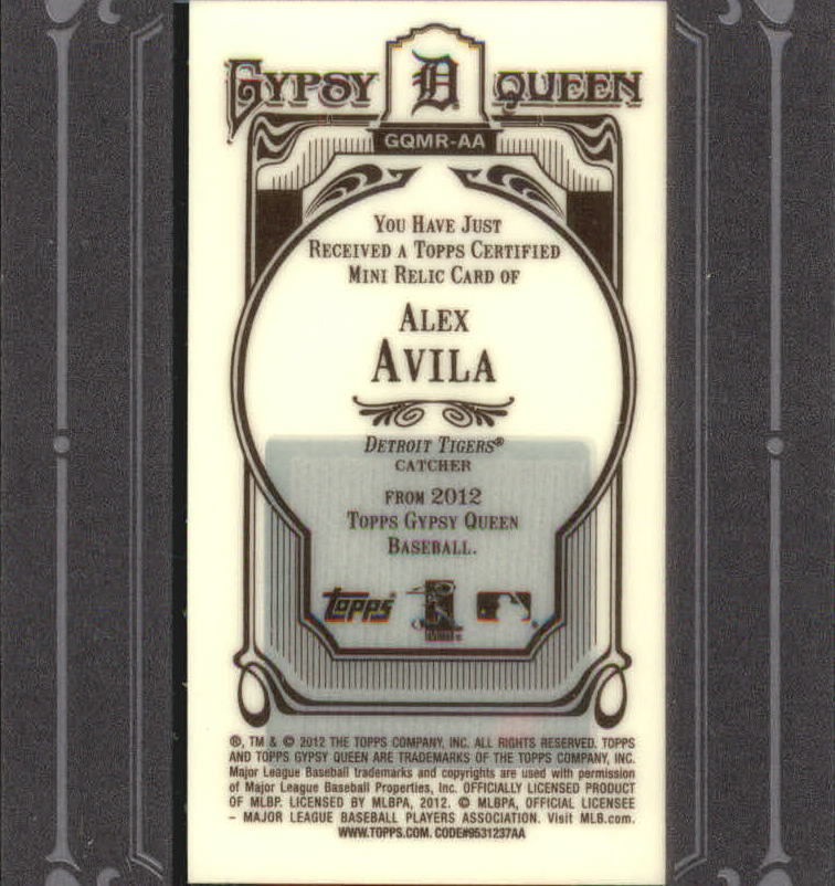 2012 Topps Gypsy Queen Framed Mini Relics #AA Alex Avila