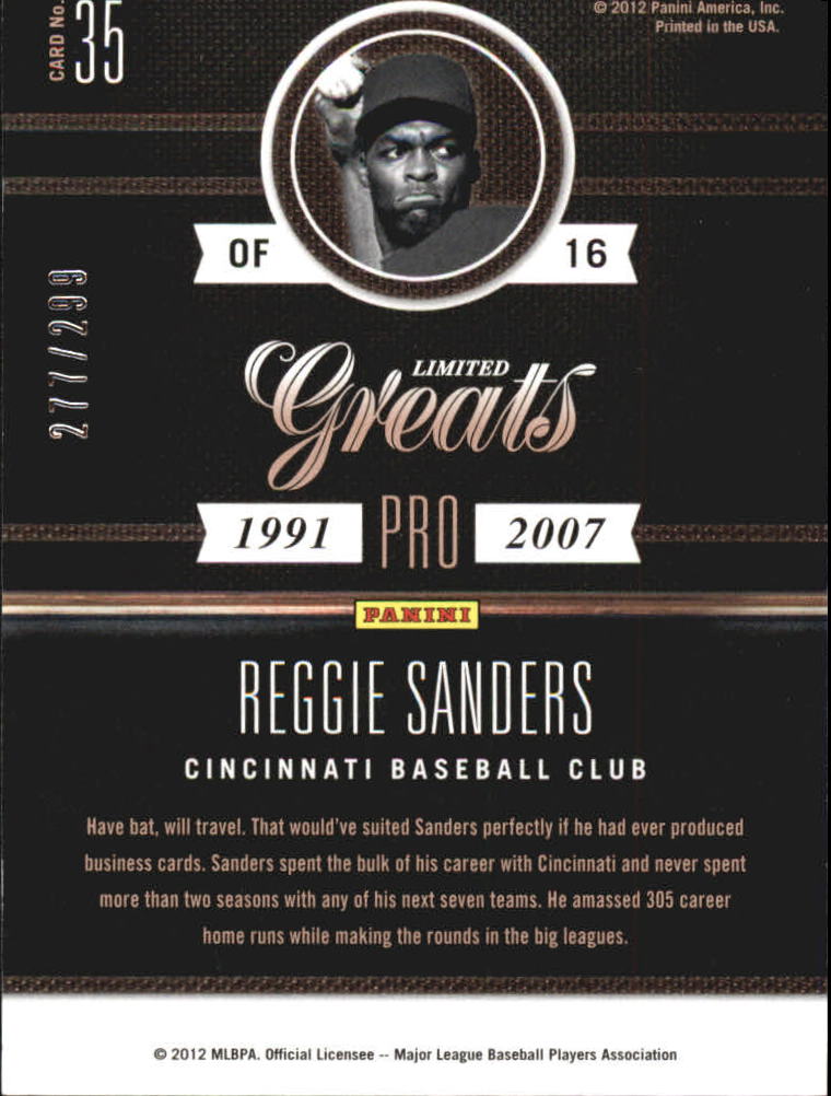 2011 Limited Greats #35 Reggie Sanders back image
