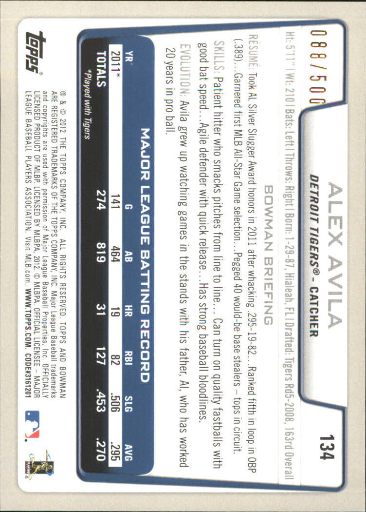 Carte parallele Bowman Baseball 2012 "Main Set Blue" - Foto 37 di 61