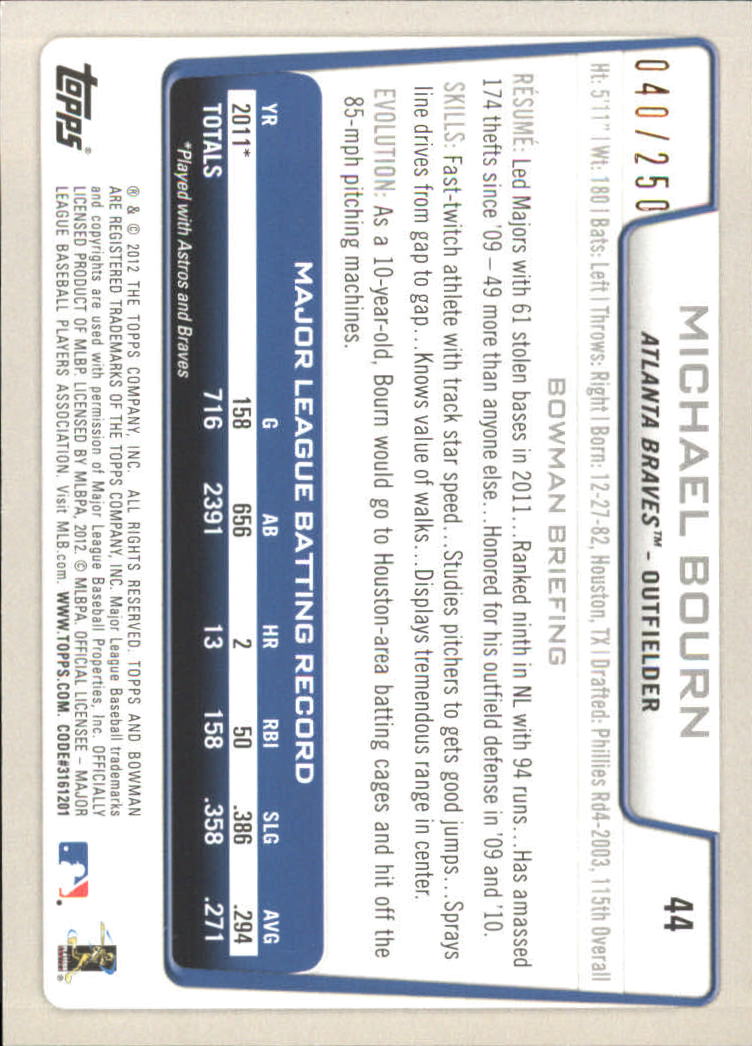 Carte parallele Bowman Baseball 2012 "Main Set Orange" - Foto 9 di 25