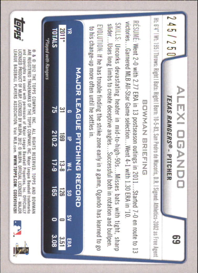 Carte parallele Bowman Baseball 2012 "Main Set Orange" - Foto 11 di 25