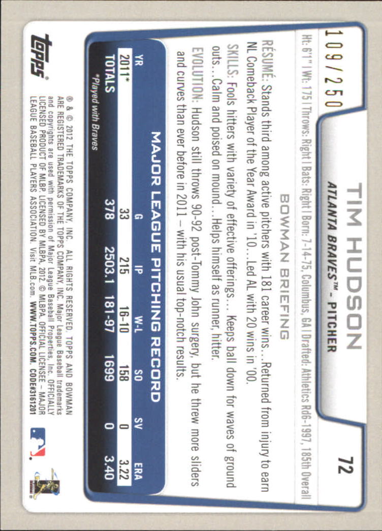 Carte parallele Bowman Baseball 2012 "Main Set Orange" - Foto 13 di 25