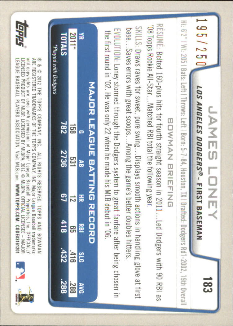 Carte parallele Bowman Baseball 2012 "Main Set Orange" - Foto 19 di 25