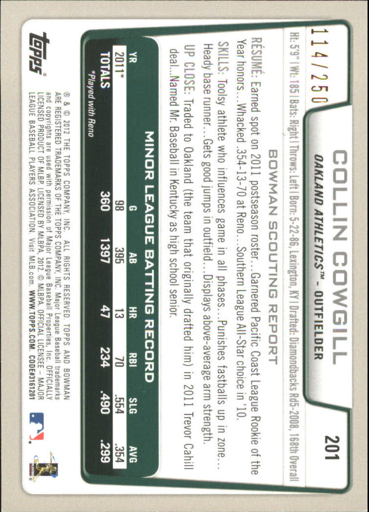 Carte parallele Bowman Baseball 2012 "Main Set Orange" - Foto 23 di 25