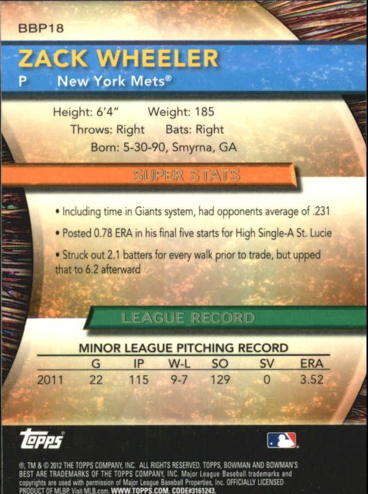 2012 Bowman Baseball "Bowman's Best Prospects" Insert Cards #BBP1 to #BBP25 - Picture 37 of 51