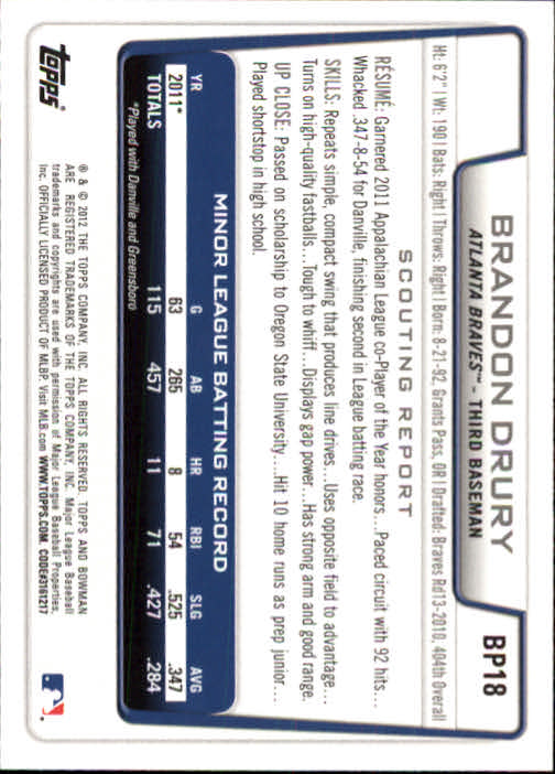 B5051- 2012 Bowman Prospects BB # S 1-110 + Einsätze -du Pick- 15 + Free US - Bild 39 von 290