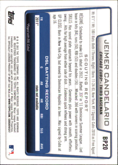 B5051- 2012 Bowman Prospects BB # S 1-110 + Einsätze -du Pick- 15 + Free US - Bild 44 von 290