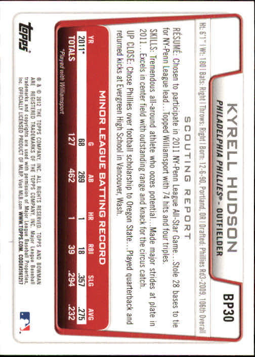 B5051- 2012 Bowman Prospects BB # S 1-110 + Einsätze -du Pick- 15 + Free US - Bild 64 von 290