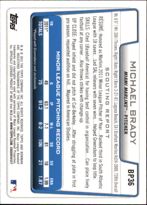 B5051- 2012 Bowman Prospects BB # S 1-110 + Einsätze -du Pick- 15 + Free US - Bild 76 von 290