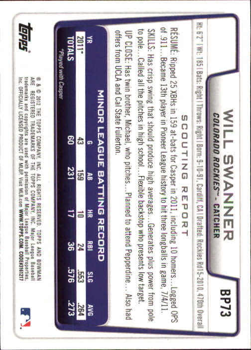 B5051- 2012 Bowman Prospects BB # S 1-110 + Einsätze -du Pick- 15 + Free US - Bild 148 von 290