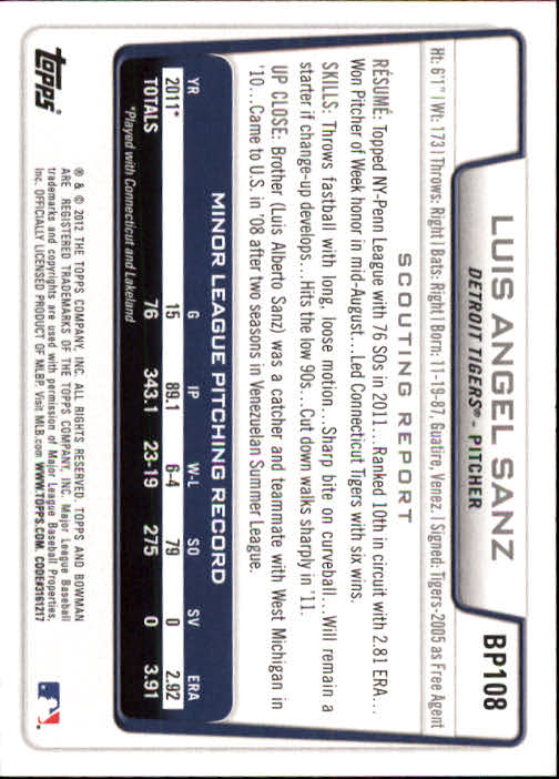 B5051- 2012 Bowman Prospects BB # S 1-110 + Einsätze -du Pick- 15 + Free US - Bild 210 von 290